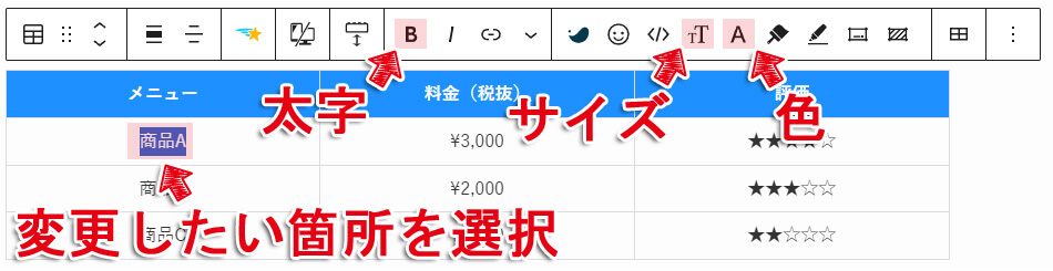 文字色変更個別